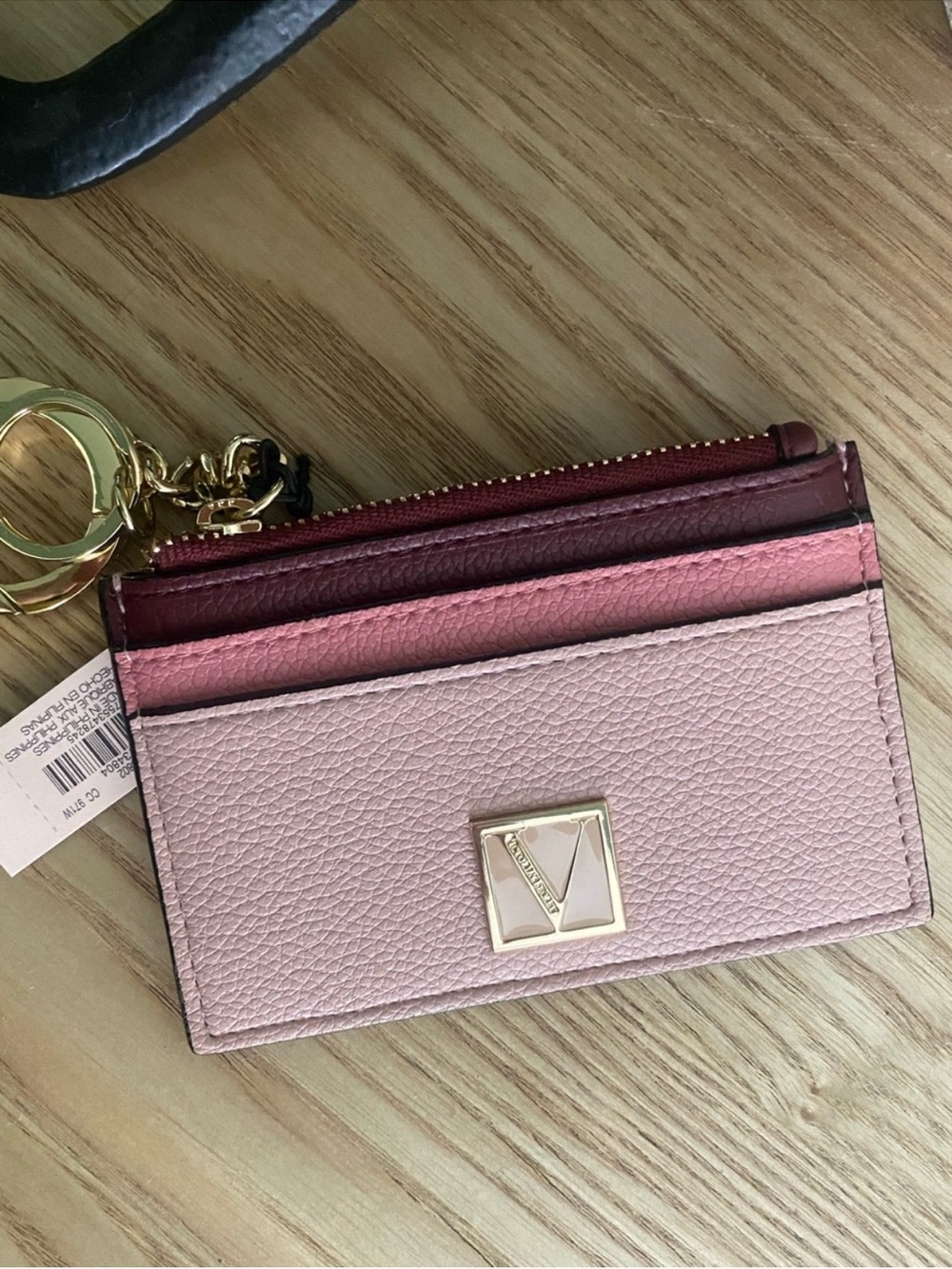 Victoria's Secret Two-Tone Pink Card Holder with Gold Key Ring